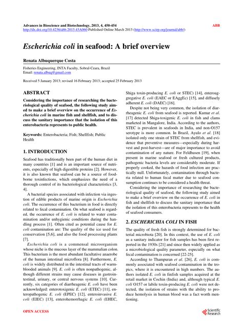e coli in fish|Escherichia coli in seafood: A brief overview.